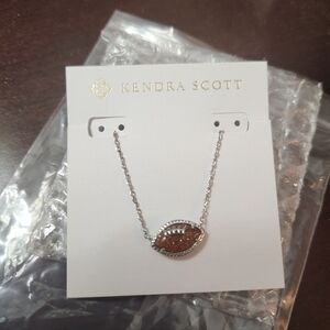 Kendra Scott Silver Chain with Brown Football Pendant
